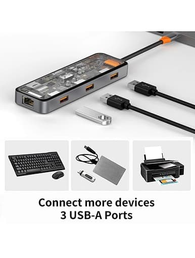 כבל מתאם WIWU Cyber Hub CB008 8in1 USB3.0*2+USB2.0*1+SD+TF+HDMI(4K)+PD+RJ45 100W