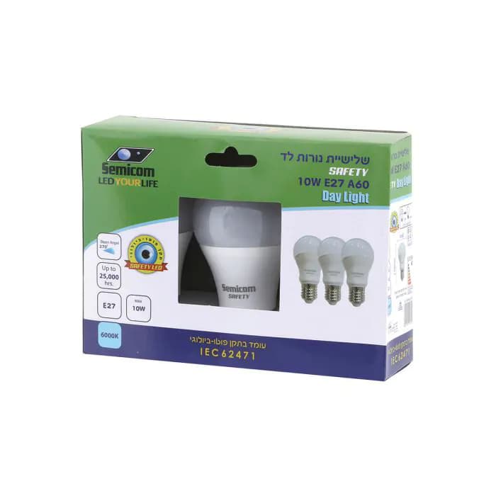 שלישיית נורות לד GPlus 10W E27 A60 - אור יום