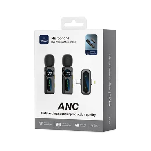 זוג מיקרופונים אלחוטיים לסמארטפון WIWU Wi-WM007 TYPE-C/ Lightning