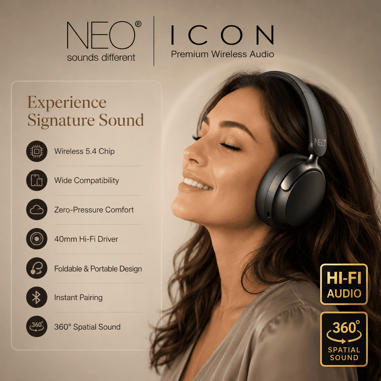 אוזניות קשת NEO ICON BT שחור