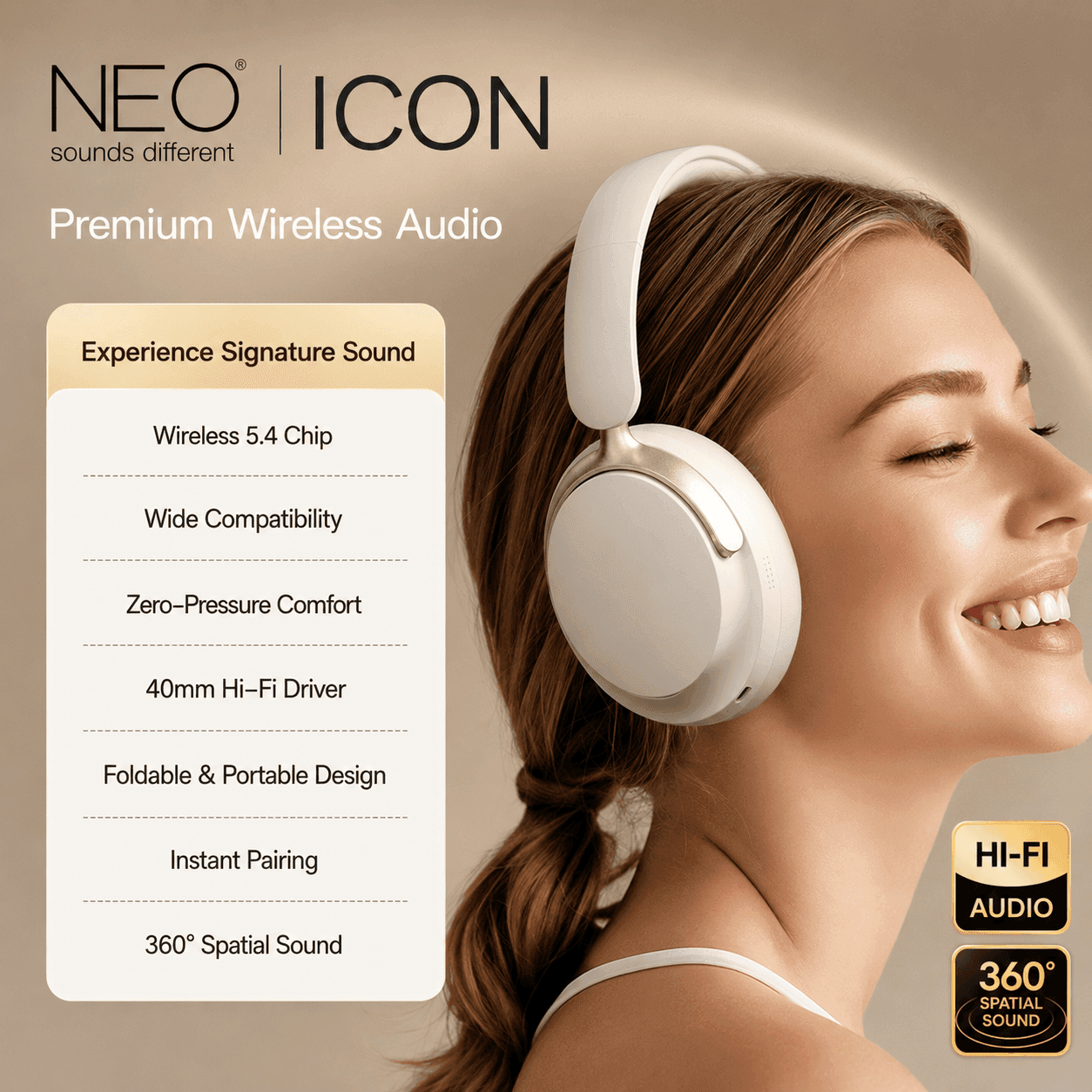 אוזניות קשת NEO ICON BT בז`