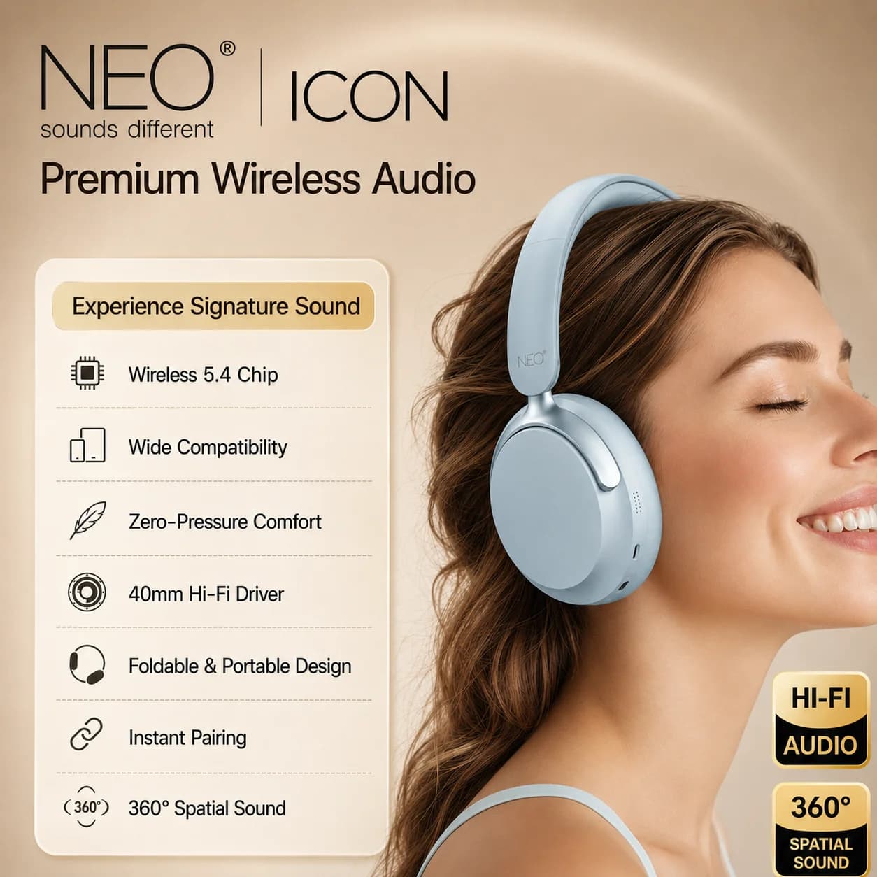 אוזניות קשת NEO ICON BT כחול