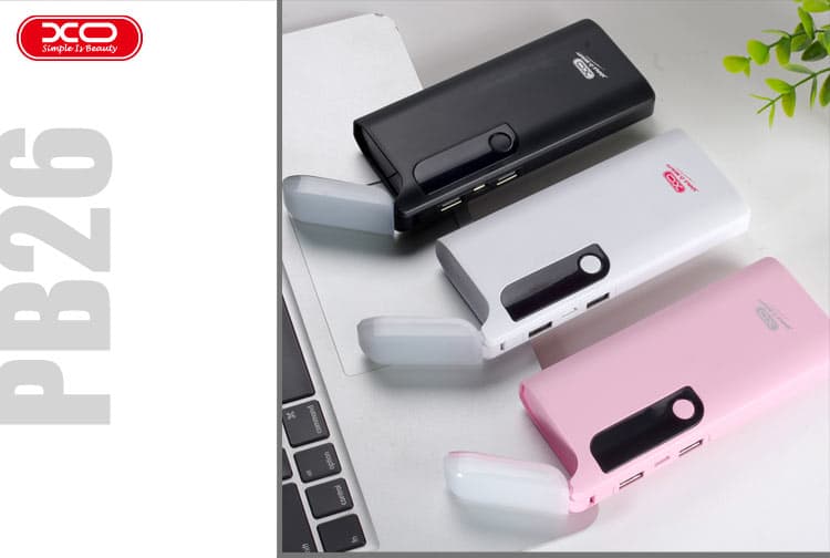 מטען נייד עם פנס XO PB26 15,000mAh לבן
