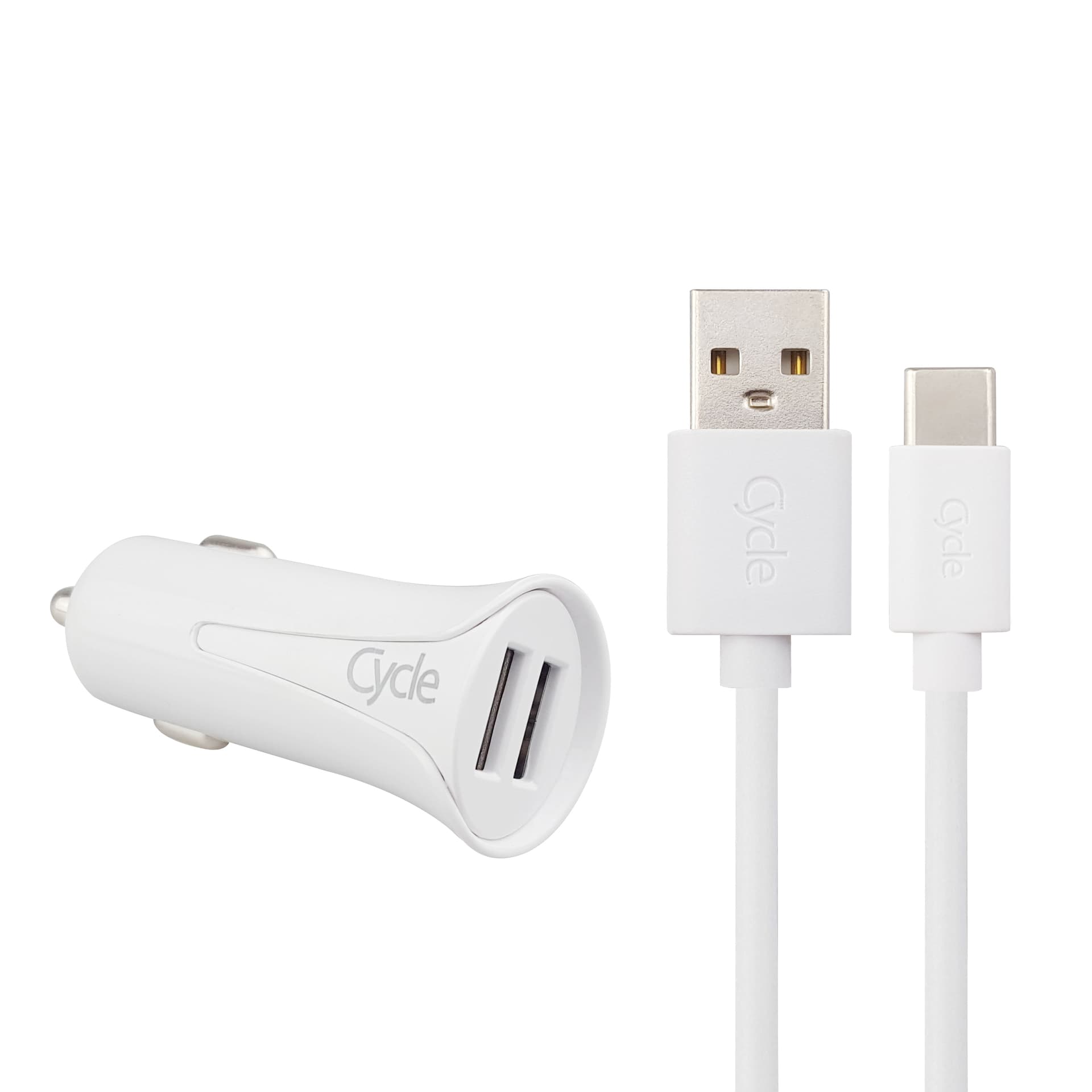 Cycle Car 2A 2USB Type-c - מטען רכב + כבל טייפ סי