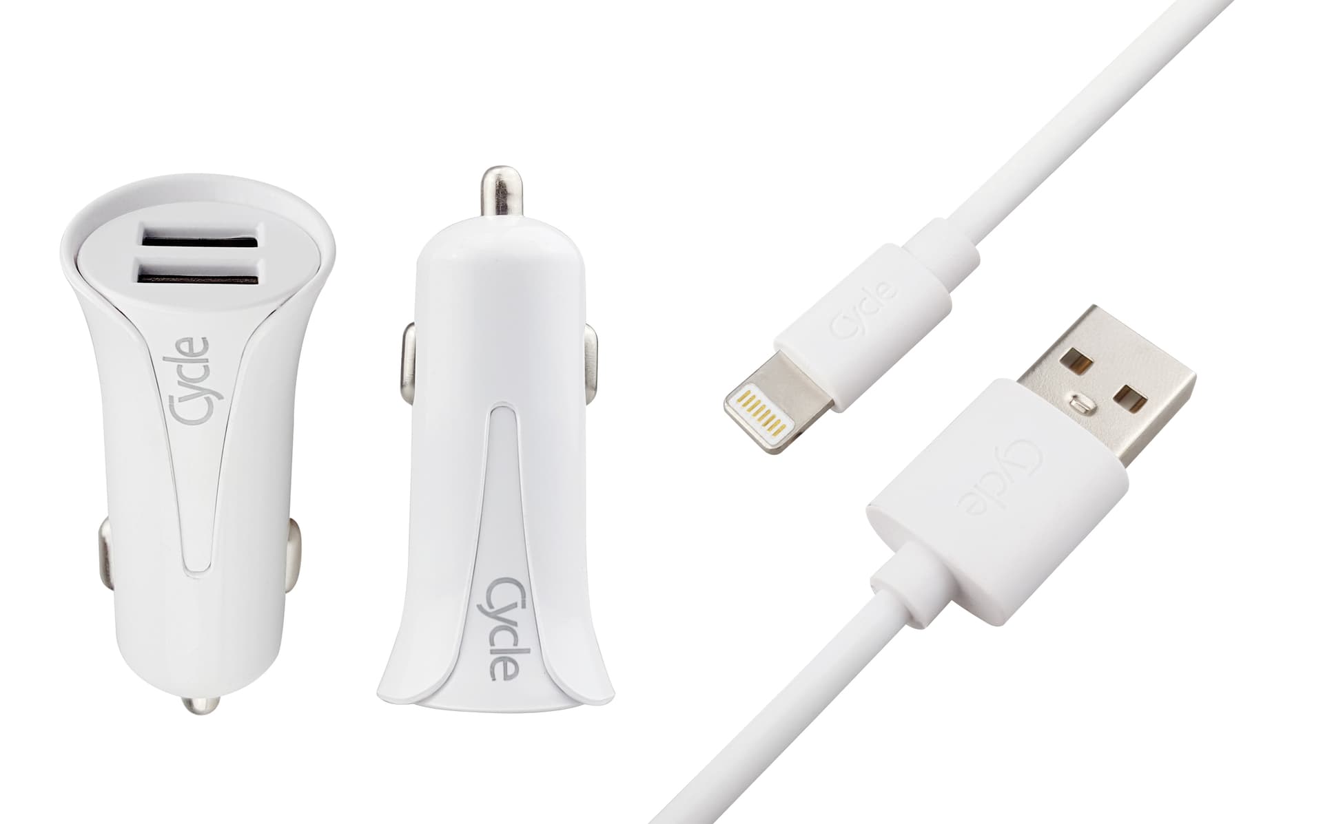 Cycle Car 2A 2USB Lightning - מטען רכב + כבל איפון