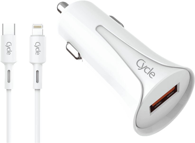 מטען רכב מהיר Cycle CYC3AQ-L עם יציאת USB בתקן QC3.0 18W + כבל Lightning
