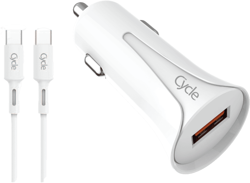 מטען רכב מהיר Cycle CYC3AQ-T עם יציאת USB בתקן QC3.0 18W + כבל Type-C