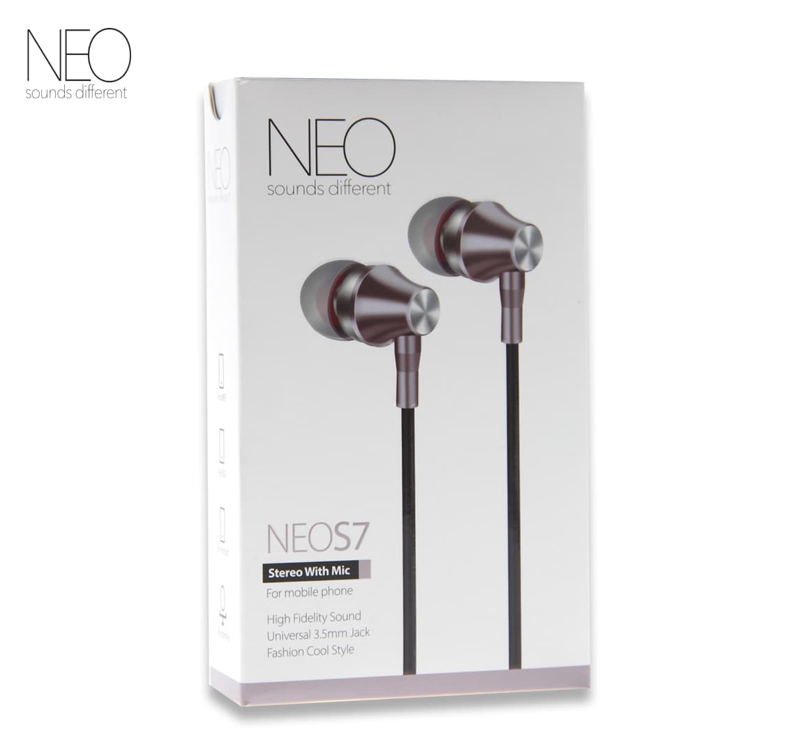 אוזניות חוטיות NEO S7 ורוד