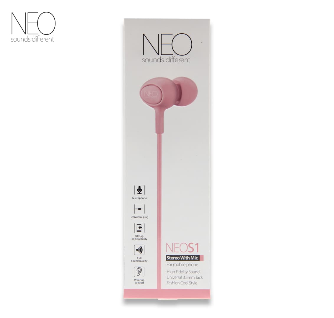 אוזניות חוטיות NEO S1 ורוד