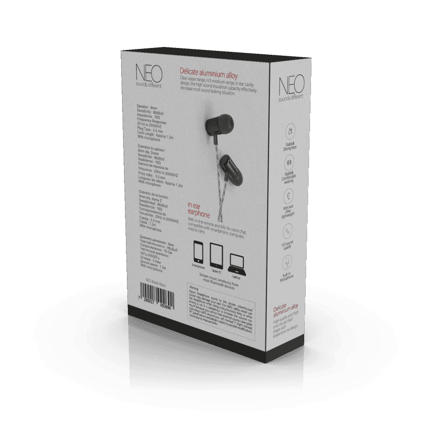 אוזניות חוטיות NEO BLADE שחור