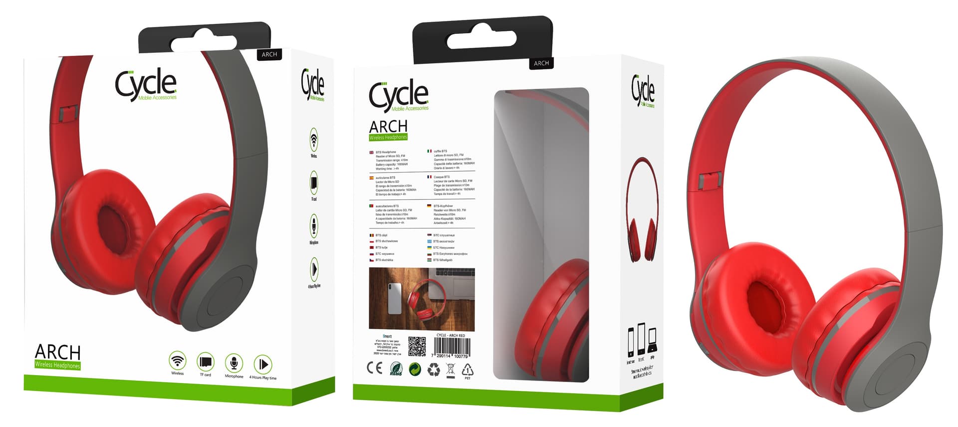 אוזניות קשת אלחוטיות Cycle Arch BT אדום