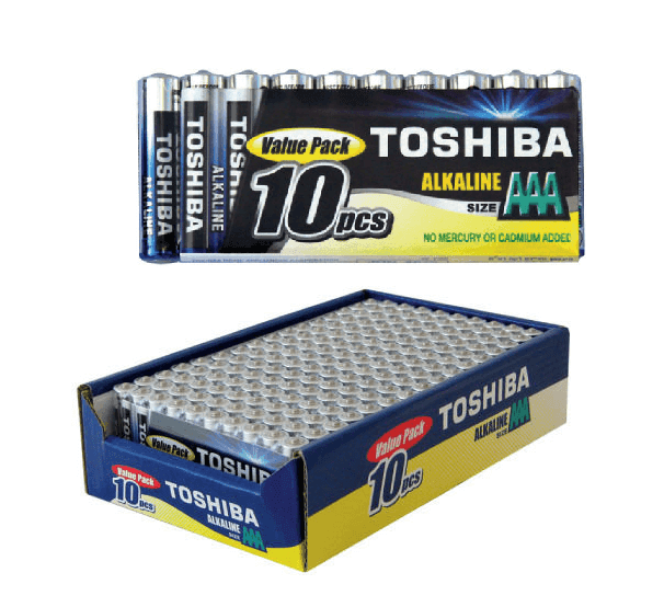 מארז 10 סוללות קטנות TOSHIBA טושיבה גודל AA