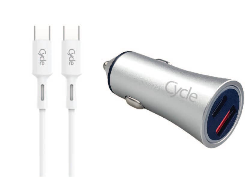 מטען רכב מהיר Cycle CYCPD-T עם יציאת USB בתקן QC3.0 36W + כבל Type-C