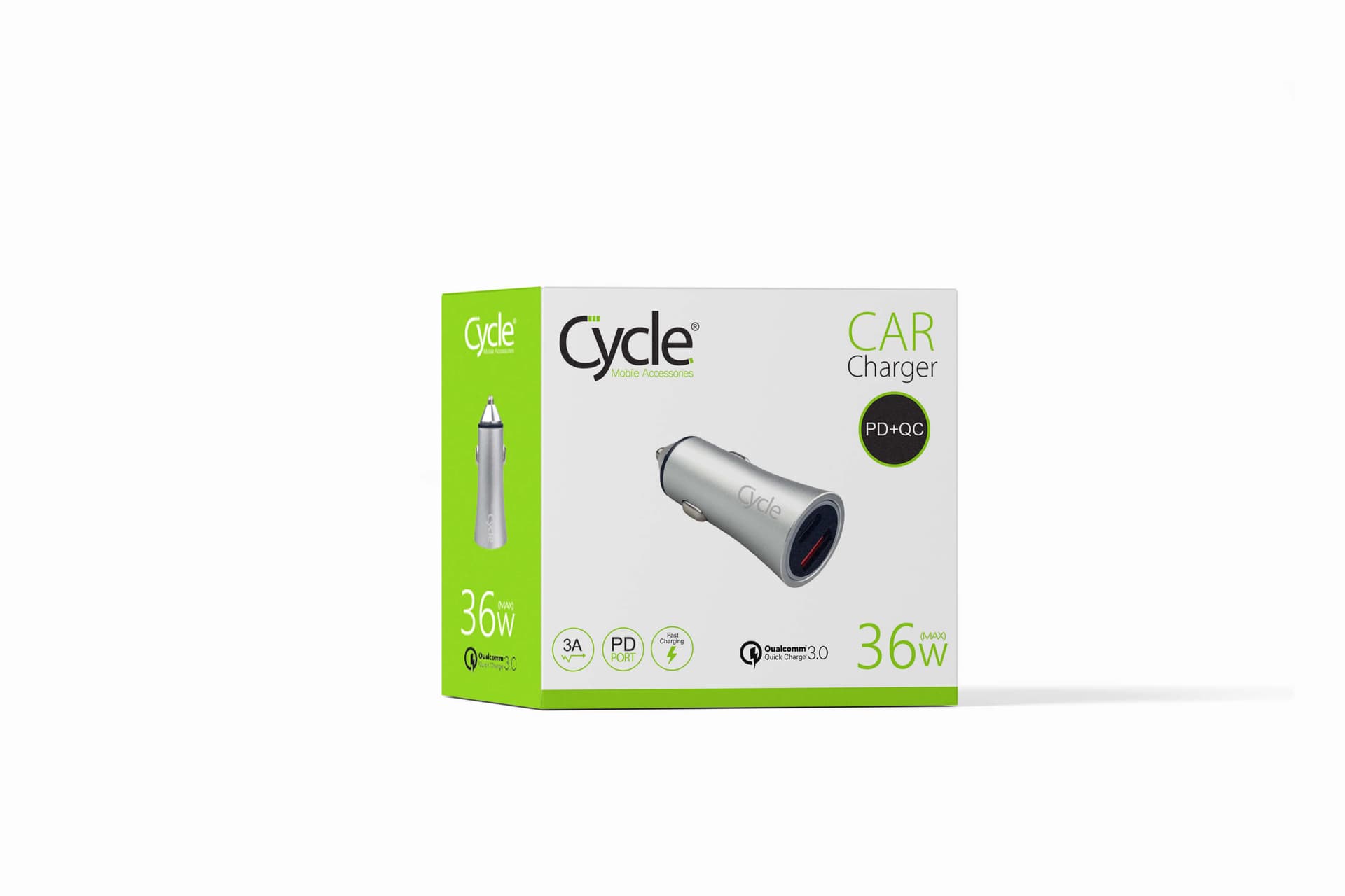 מטען רכב מהיר Cycle CYCPD עם יציאת USB בתקן  QC3.0 36W