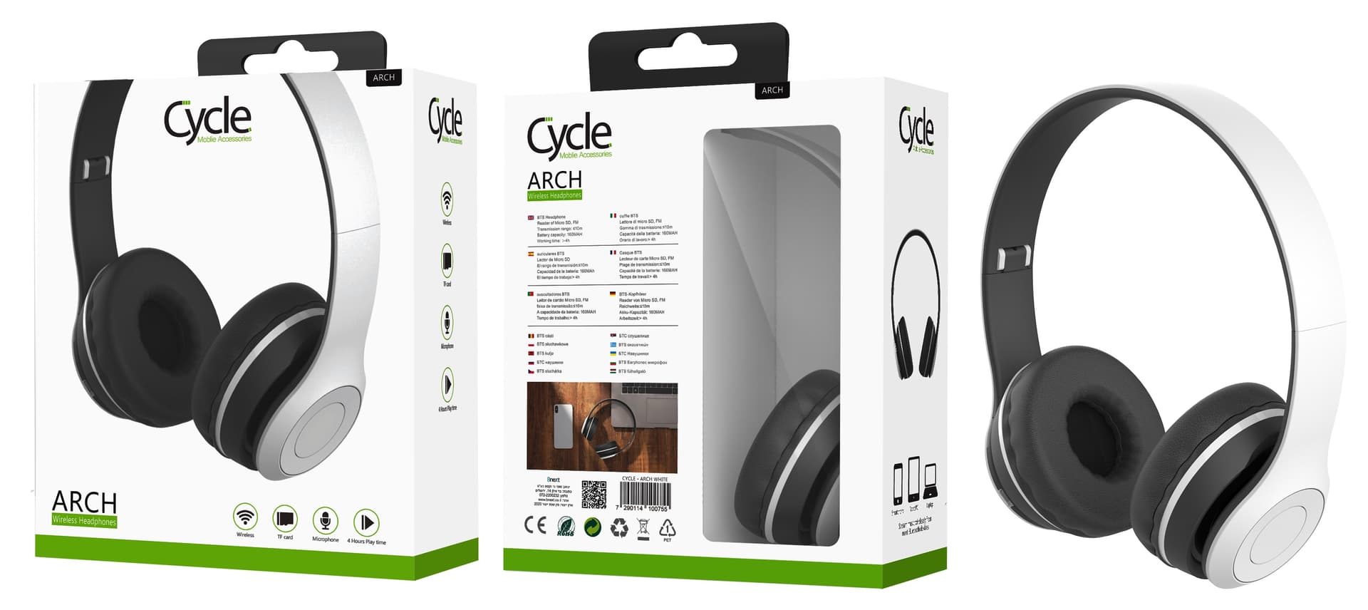 אוזניות קשת אלחוטיות Cycle Arch BT לבן