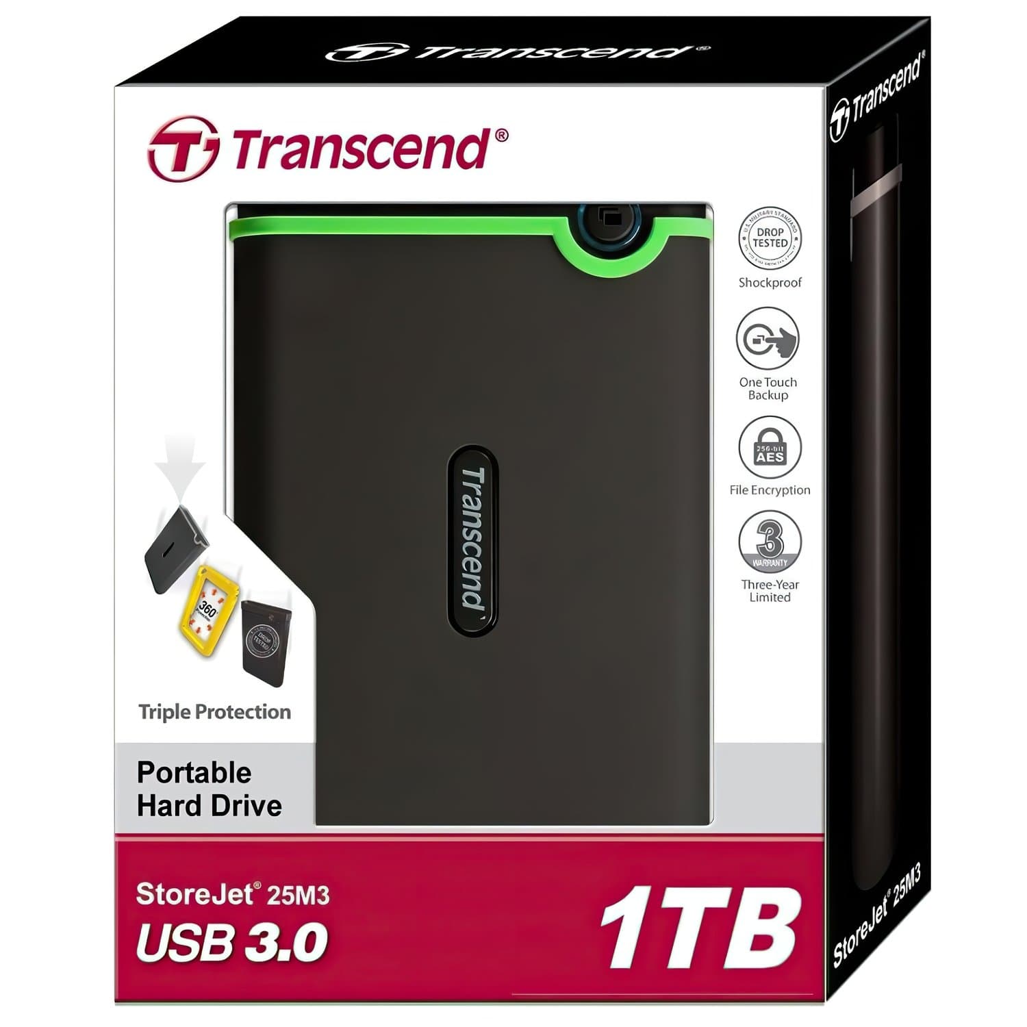 ‏כונן קשיח ‏חיצוני Transcend TS1TSJ25M3S 1000GB יבואן רשמי - נפח 1TB
