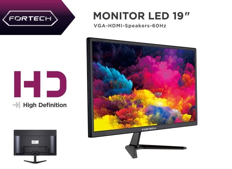 מסך מחשב Fortech F19 ‏19 ‏אינטש HD+ כולל רמקולים מובנים