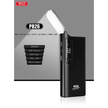 מטען נייד עם פנס XO PB26 15,000mAh ורוד