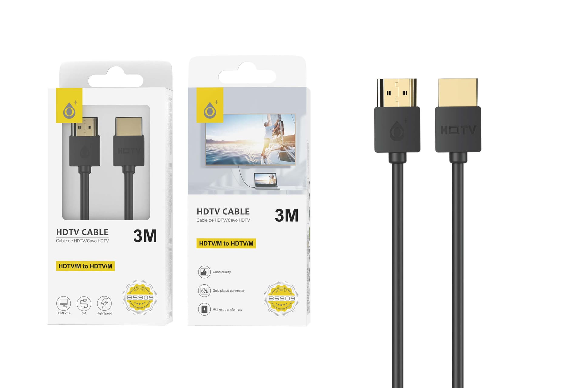 כבל HDMI 1.4 איכותי One Plus B5909 באורך 3 מטר