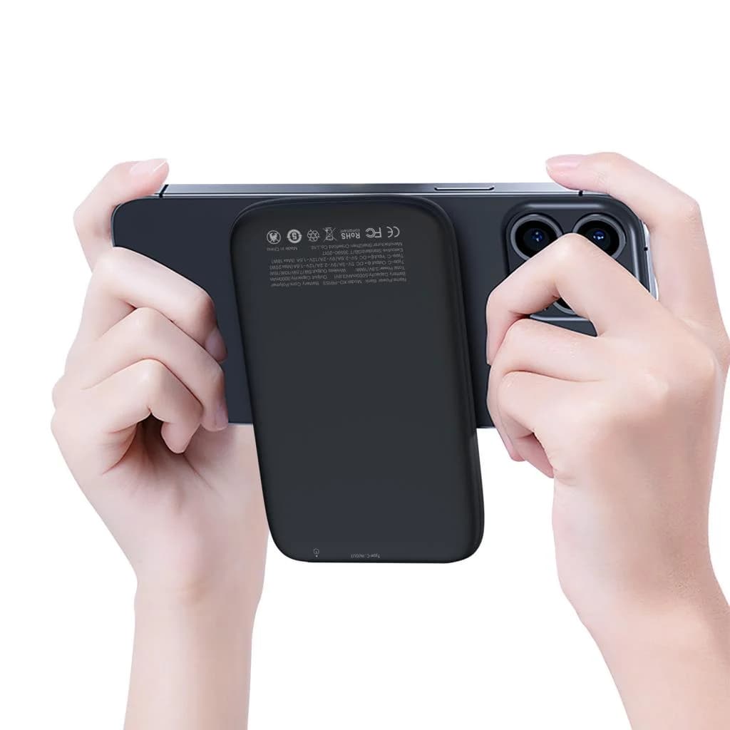 מטען נייד אלחוטי 5,000mAh-PD 20W סוללת גיבוי MagSafe XO-שחור