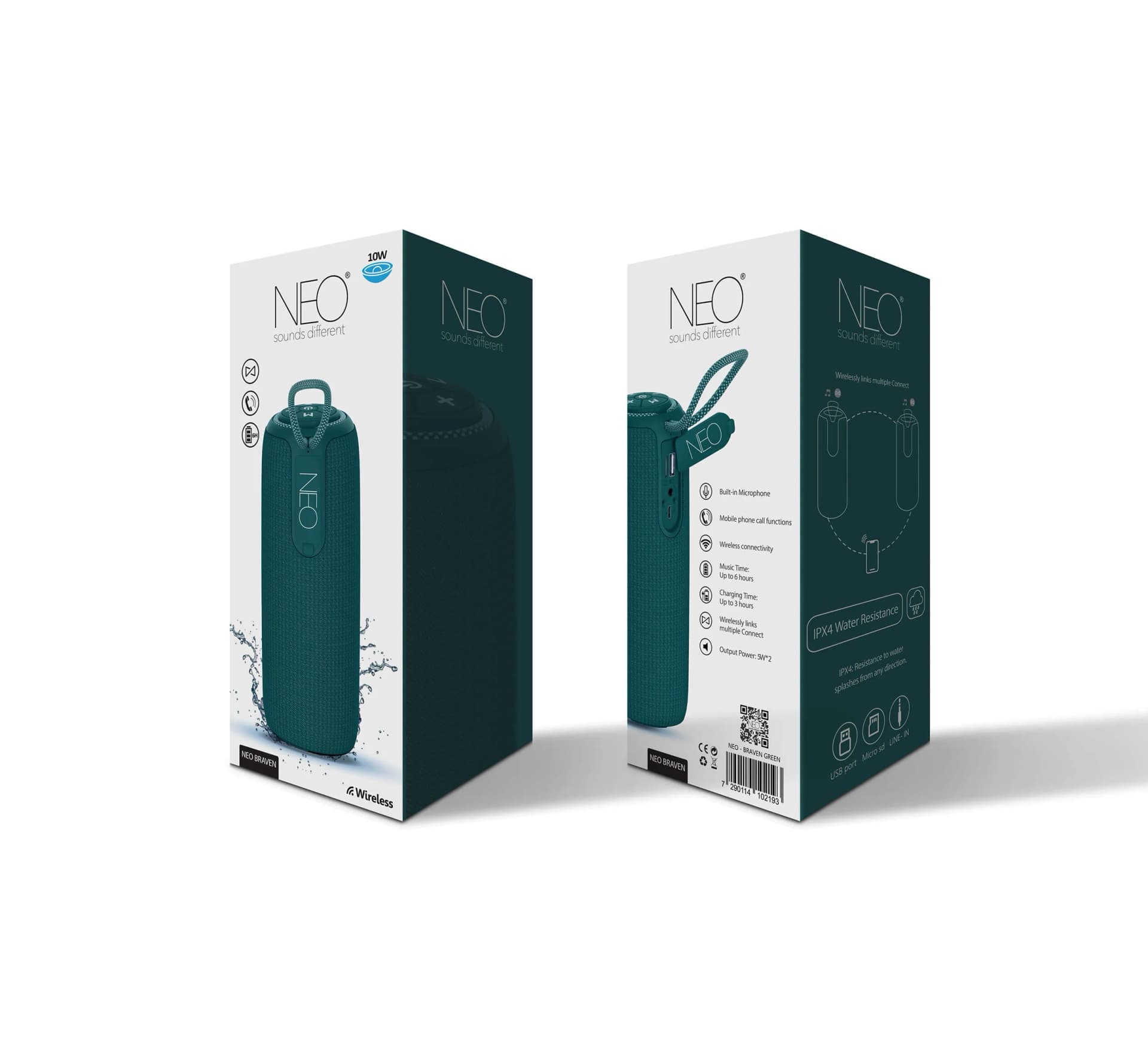 רמקול נייד NEO BRAVEN ירוק