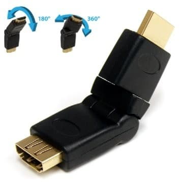 מתאם HDMI נקבה ל-HDMI זכר זוויתי מסתובב ב-180 מעלות אנכית + אופקית