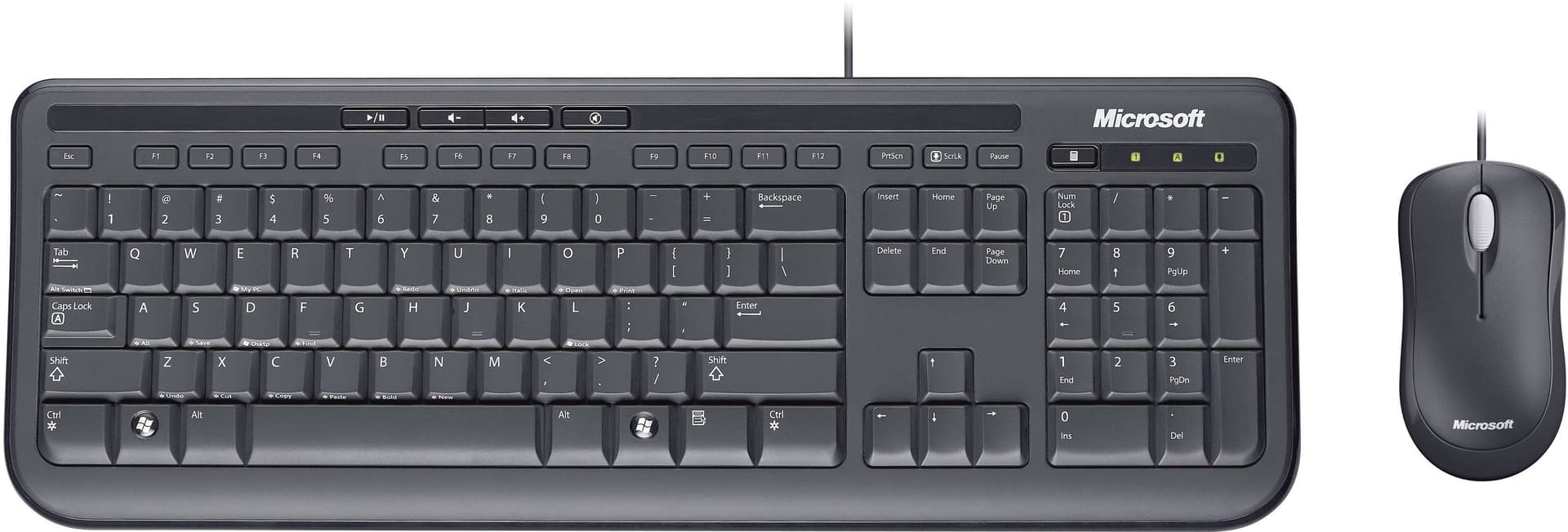 סט מקלדת ועכבר חוטי Microsoft Wired Desktop 600 אריזה חומה