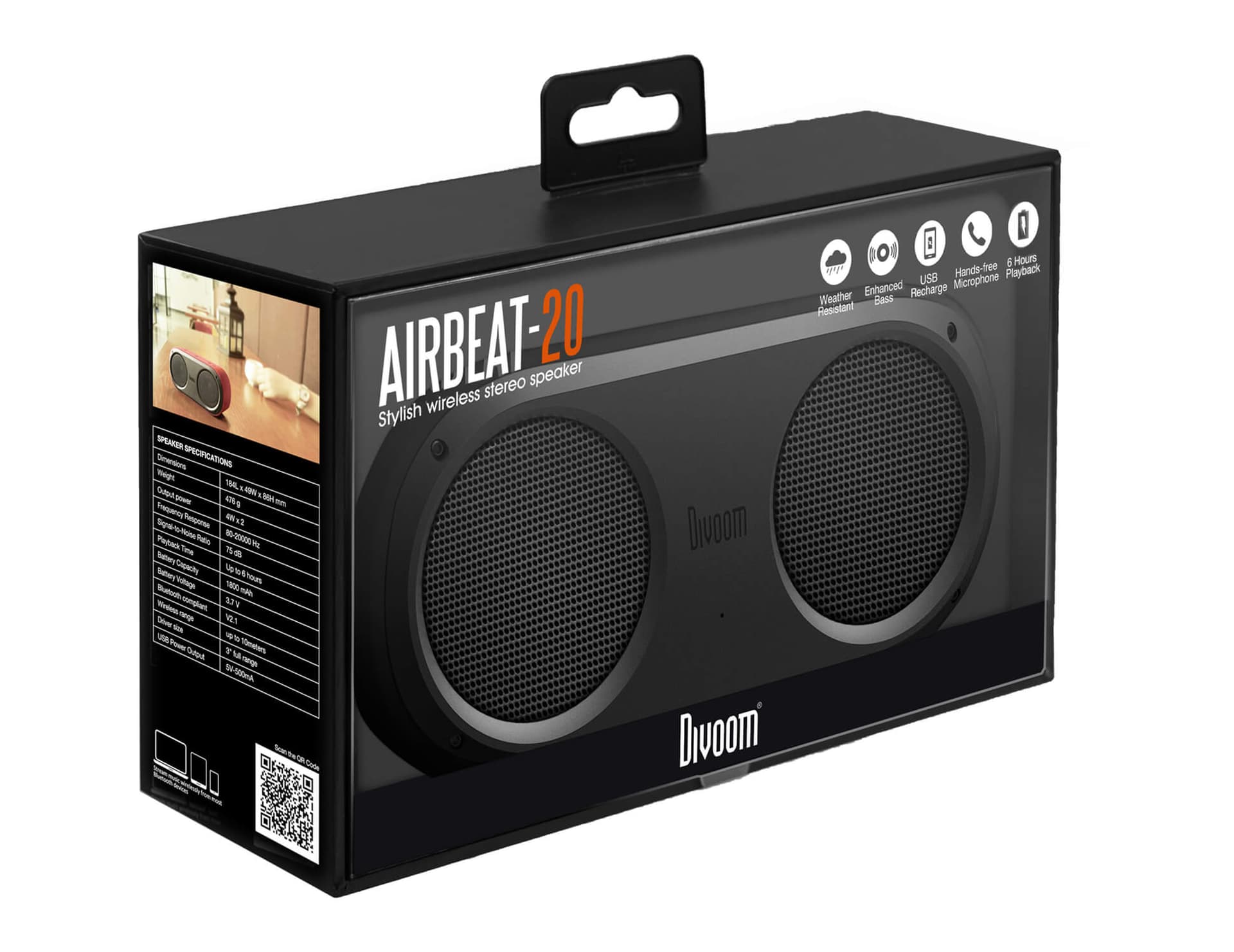 רמקול נייד Divoom Airbeat 20 שחור - איכות אמריקאית