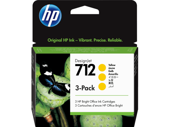 שלישיית ראשי דיו צהוב מקורי HP 712 3ED79A 3-Pack