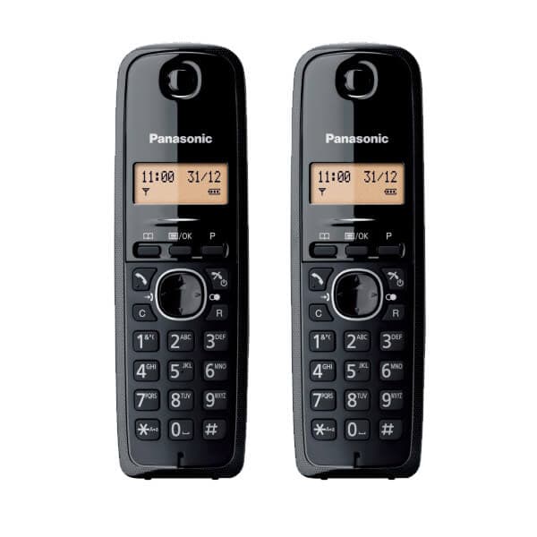 זוג טלפונים אלחוטיים Panasonic KXTG1612 פנסוניק - שחור