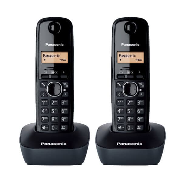 זוג טלפונים אלחוטיים Panasonic KXTG1612 פנסוניק - שחור