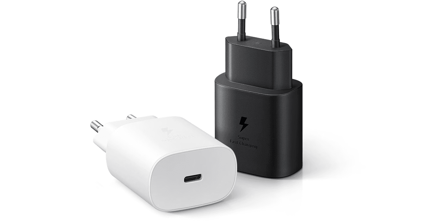מטען קיר באורך 1.8 מ' Samsung Super Fast Travel Charger 25W + כבל טייפ סי לבן יבואן רשמי