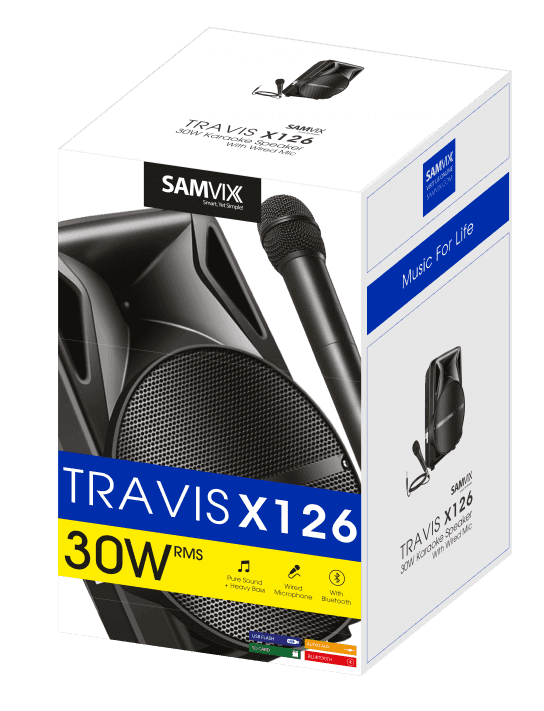 בידורית קריוקי כולל מיקרופון חוטי - SAMVIX TRAVIS X126 30W