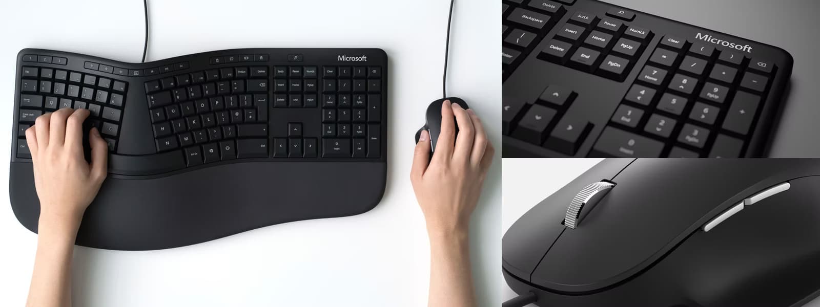סט מקלדת ועכבר חוטי Microsoft Ergonomic Wired Desktop RJU-00016 ארגונומי