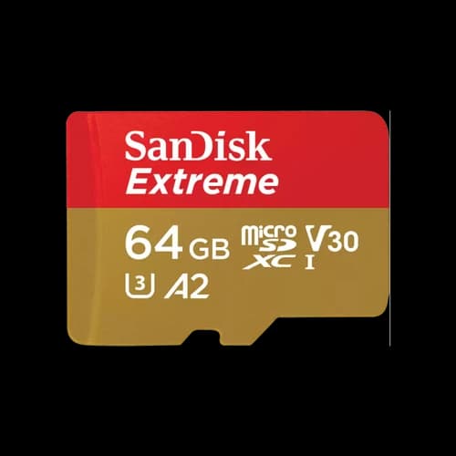 כרטיס זיכרון SanDisk Extreme microSDXC SDSQXAH-064G-GN6GN A2 V30 נפח 64GB