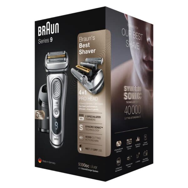 מכונת גילוח יבשה/רטובה Braun Series 9 9365cc בראון עם מתקן שטיפה וניקוי