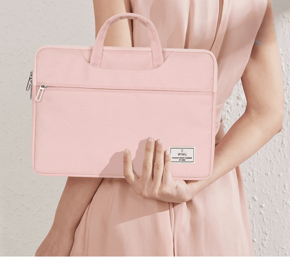 תיק למחשב נייד 14" עמיד במים עבור macbook m1 -דגם 14 vivi מבית Wiwu  ורוד