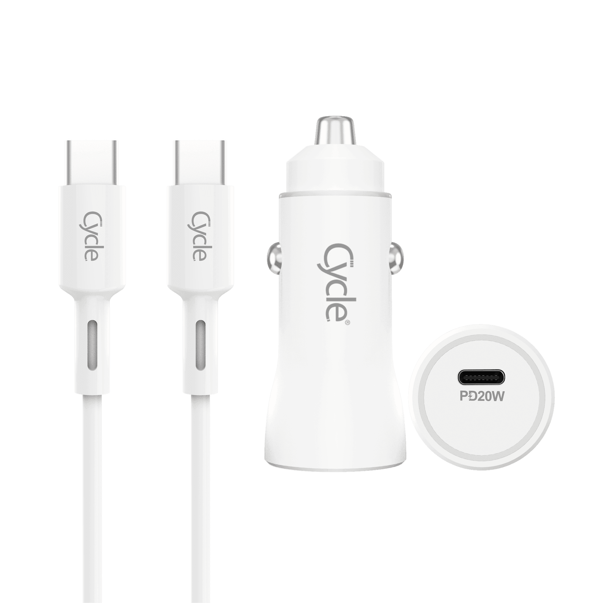 מטען רכב מהיר Cycle CYCPD20W-T עם יציאת USB בתקן 3A 20W + כבל Type-C