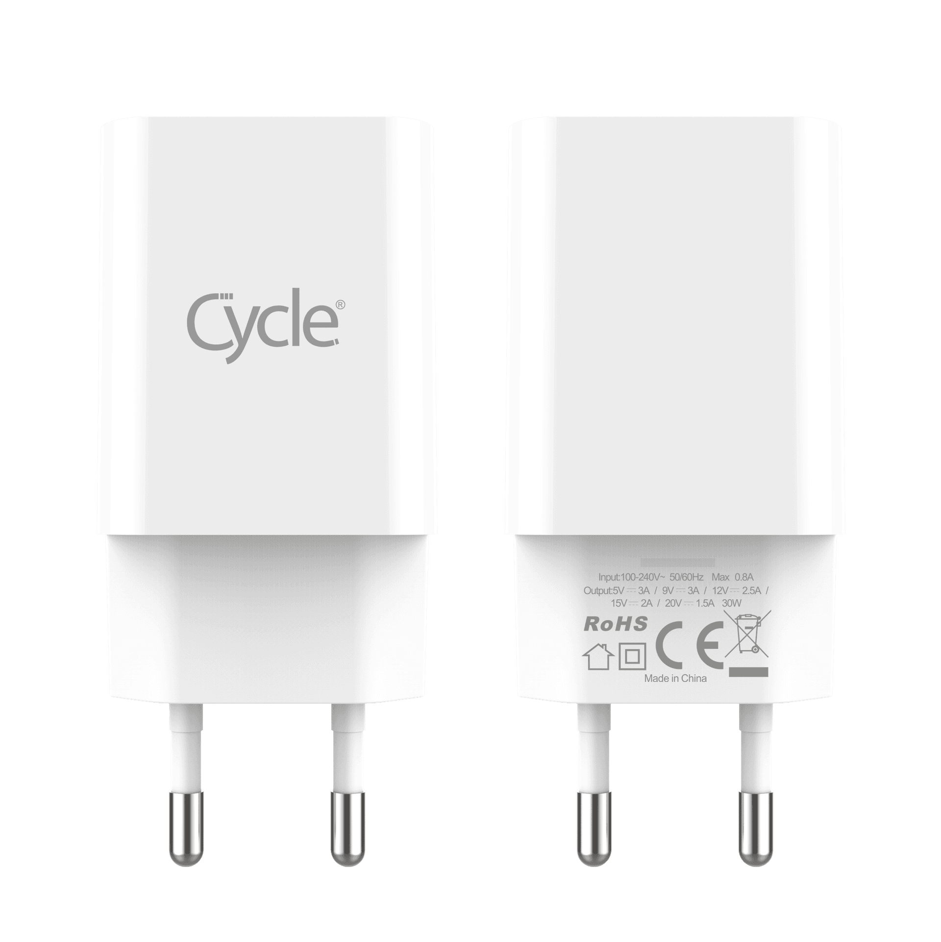מטען קיר מהיר PD 30W עם יציאת PD+כבל Lightning/אייפון מבית Cycle