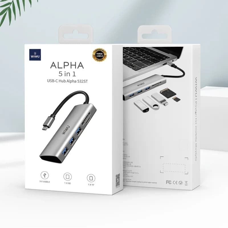 כבל מתאם WIWU Alpha 532ST 5in1 USB-C to USB3.0*3+SD+TF
