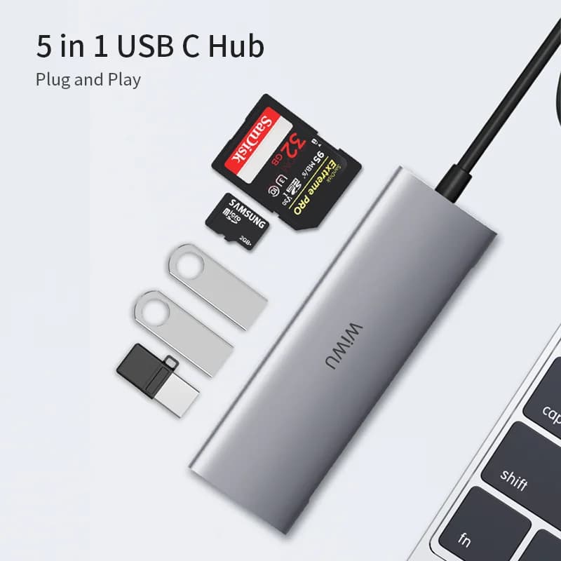 כבל מתאם WIWU Alpha 532ST 5in1 USB-C to USB3.0*3+SD+TF