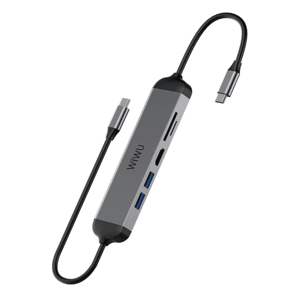 כבל מתאם WIWU Alpha 521H 6in1 USB3.0*2+Type-C Cable+HDMI+SD+TF