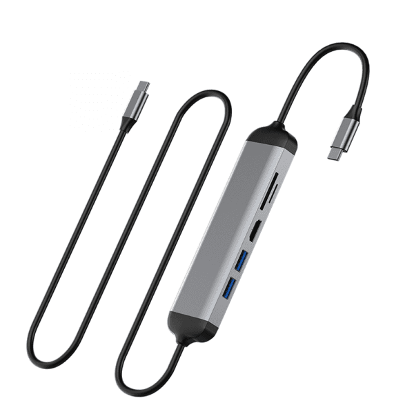 כבל מתאם WIWU Alpha 521H 6in1 USB3.0*2+Type-C Cable+HDMI+SD+TF