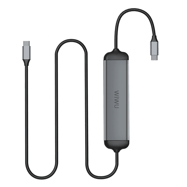 כבל מתאם WIWU Alpha 521H 6in1 USB3.0*2+Type-C Cable+HDMI+SD+TF