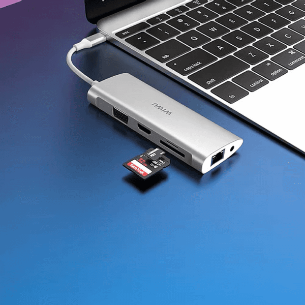 כבל מתאם WIWU Alpha 11in1 USB*4+HDMI+SD+TF+RJ45+VGA+3.5mm+Type C