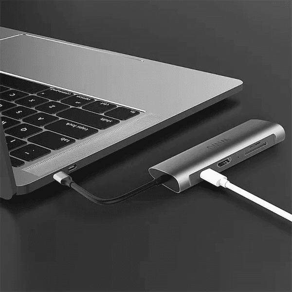 כבל מתאם WIWU Alpha 831HRT 8in1 USB3.0*3+SD+TF+HDMI+RJ45+Type C