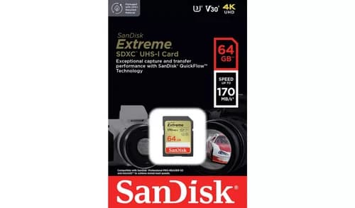 כרטיס זיכרון SanDisk Extreme SDXC SDSDXV2-064G-GNCIN 64GB SD סנדיסק