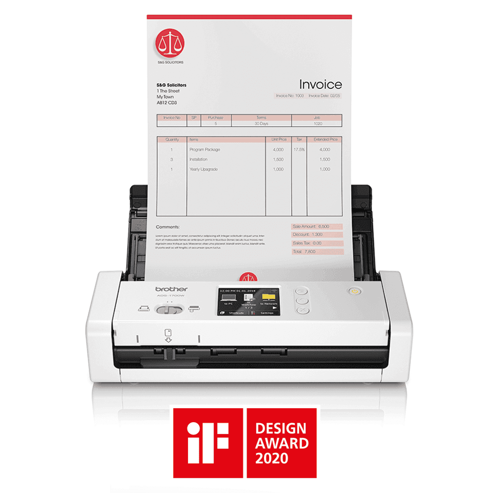 סורק מסמכים שולחני Brother ADS-1700W