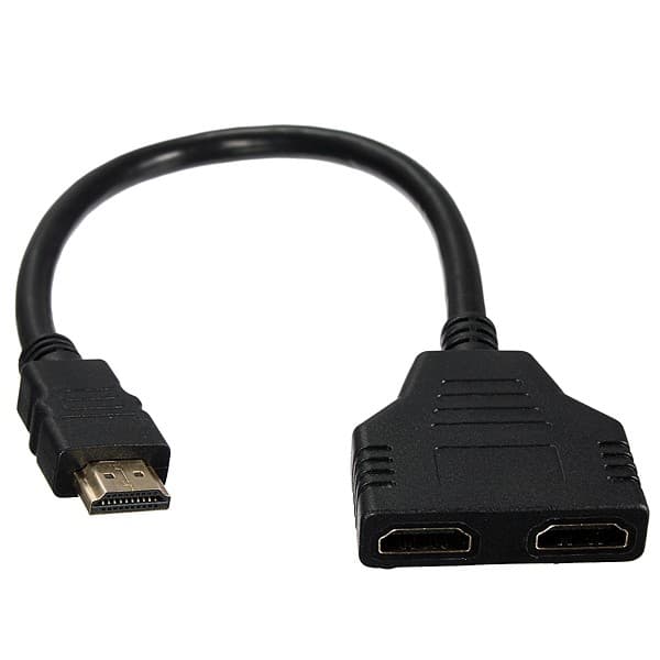 כבל מפצל HDMI זכר - 2xHDMI נקבה מוזהב 20 ס"מ Dagan CABLE-567T