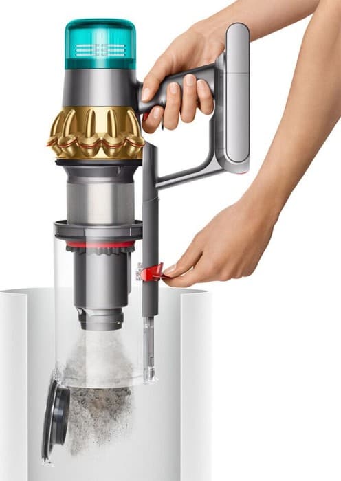 שואב Dyson V15s Detect Submarine במצב פינוי פסולת הגייני